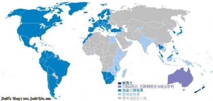 澳大利亚,美国,加拿大,新西兰护照通行权利指数排名