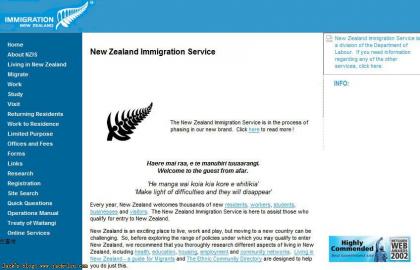 2002年的新西兰移民局网站