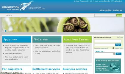 2011年-新西兰移民局改版后的页面风格