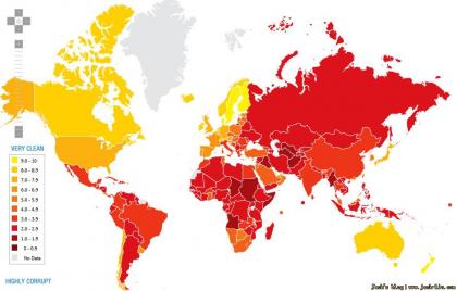 澳大利亚,美国,加拿大,新西兰清廉指数排名